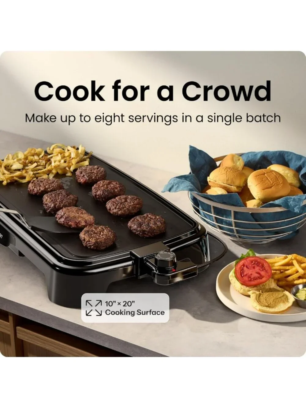 Extra Large Electric Griddle with Removable Temp Control, Nonstick Flat Top